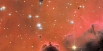 «Хаббл» рассматривает сверкающую красную туманность Вестерхаут 5